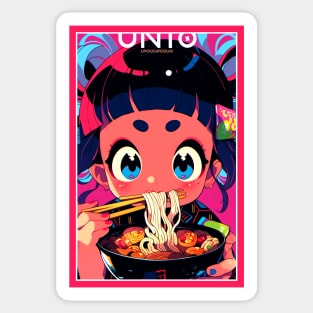 Cute Anime Girl |  Ramen Noodles | Hentaii Chibi Kawaii Design Sticker